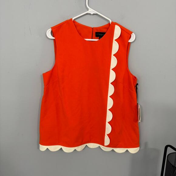 NWT Victoria Beckham For Target Orange Sleeveless Top Size Small Scallop Detail - Picture 1 of 7